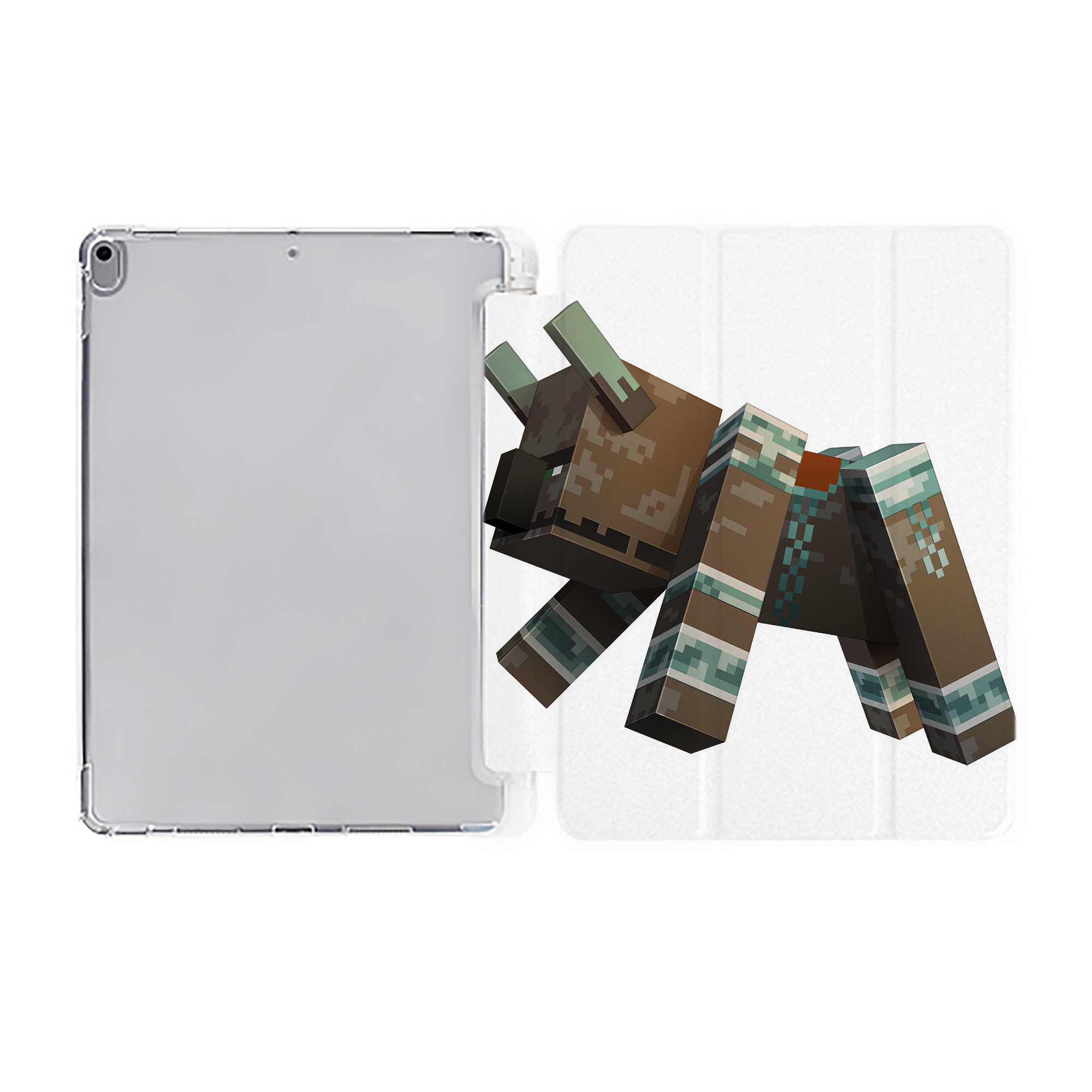 （画像用） マインクラフト ブロックの世界 Minecraft MC Block world IPad ケース ペン収納付き 三つ折りスタンド PUレザー×シリコン 対応機種9.5/10.5/10.9インチ